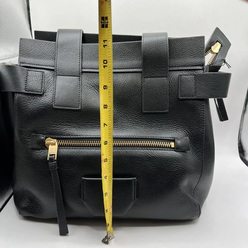 All Saints Women's Black Tote Bag Gold Hardware PEREZ LEATHER SHOULDER BAG NWT